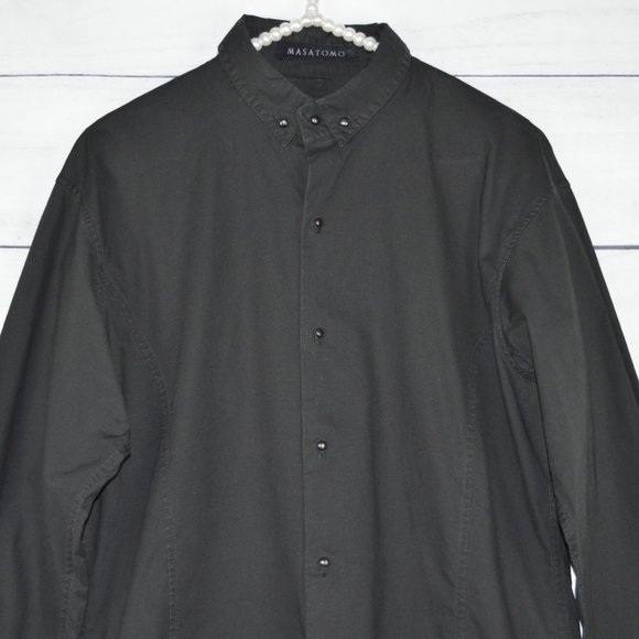MASATOMO | Men black long sleeve button down shirt - Picture 2 of 7
